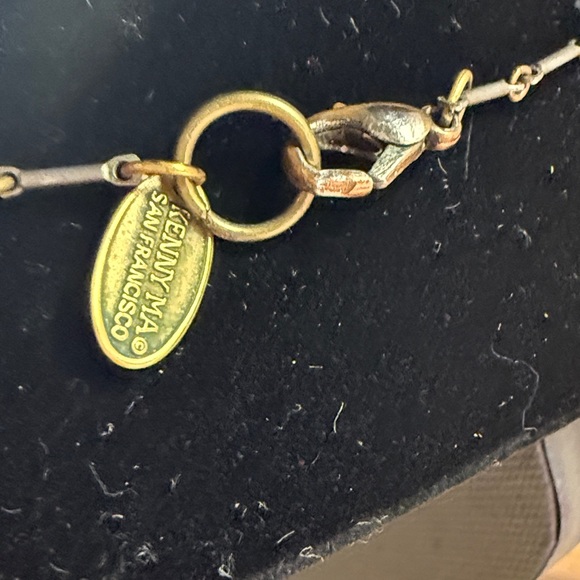 Kenny Ma Ornate Drop Necklace Dark Brass Patina with Clear Crystal Stones - Picture 8 of 8